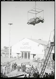Automobile Being Lifted on Casablanca's Pier