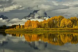 Prints of Grand Teton National Park is a United States National Park in northwestern Wyoming Nature's Majesty: Grand Teton National Park's breathtaking beauty captured: Autumn forest and Mount Moran reflecting in Oxbow Bend of Snake River at Grand Teton National Park