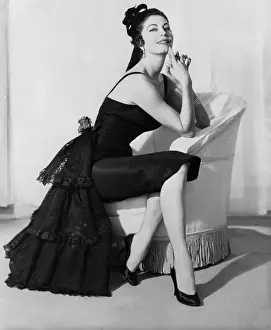 Ava Gardner Modeling Designer Gown