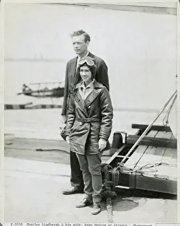 Aviator Charles Lindbergh Posing with Wife