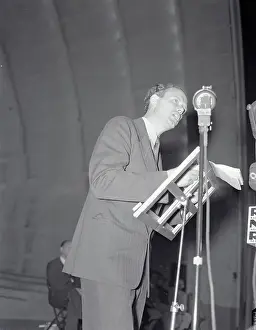 Aviator Charles Lindbergh Speaking at Peace Rally