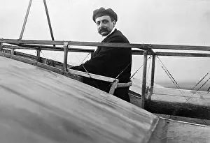 Aeronautical Prints: Aviator Louis Bleriot Aboard Plane