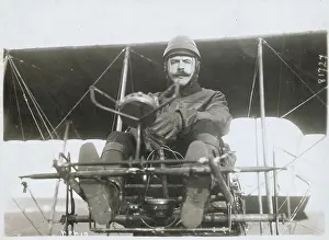 Aviator Posing in Early Flying Machine