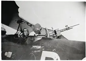 Manchuria Prints: Aviators in Plane with Gun