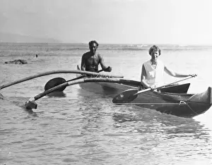 Aviatrix Amelia Earhart Boating with Duke Kamanamoku
