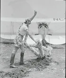 Aviatrix Ruth Elder Gillespie Posing at Flight Ceremony