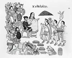 Colonialism Prints: Aztec Emmissaries Making Treaty W/Cortez