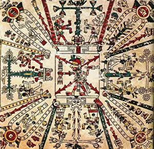 Pagans Prints: Aztec god Xiuhtecuhtli The Codex Fejérváry-Mayer, 15th century