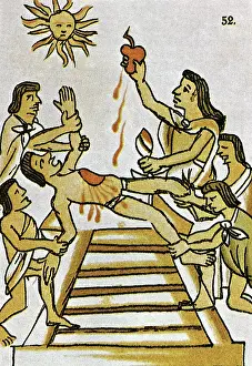 Heart Prints: Aztec Priest Holding Beating Heart from the Florentine Codex