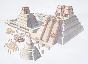 American Civil War (1860-1865) Gallery: Aztec Temple with sacrifice