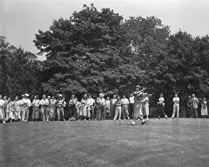 Babe Didrickson Playing Golf in Front of Crowd