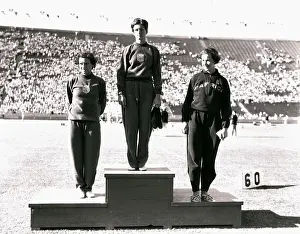 Babe Didrikson on Olympic Pedestal