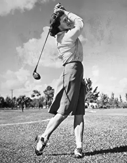 Miami Prints: Babe Didrikson Swinging Golf Club