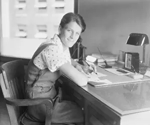 Secretary Prints: Babe Didrikson Working in Office