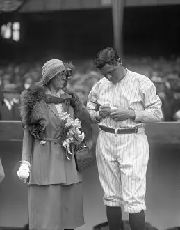 Admiration Prints: Babe Ruth Autographing Ball for Catholic Society