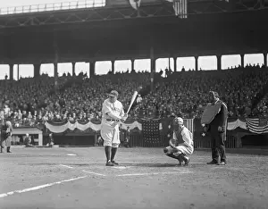 Babe Ruth Batting at NY-Boston Opening Game