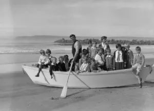Babe Ruth and Children on Boat Ride
