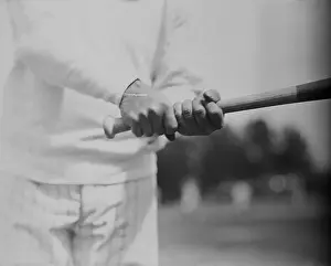 Babe Ruth Demonstrating Holding Baseball Bat