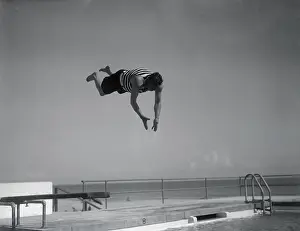 Babe Ruth Diving into Swimming Pool