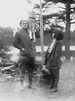 Fatherhood Prints: Babe Ruth, Dorothy Ruth, and Woman Posing