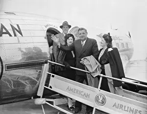 Queens Prints: Babe Ruth and Family Boarding Plane
