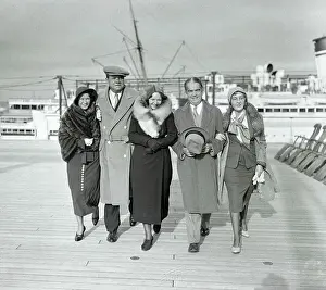 Babe Ruth with Family and Friends Posing in Ship
