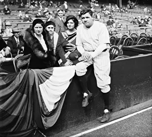 Batter Prints: Babe Ruth And Family At Yankee Stadium