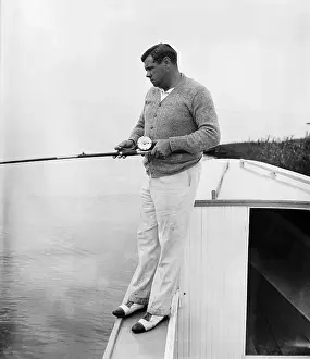 Maryland Prints: Babe Ruth Holding Fishing Pole