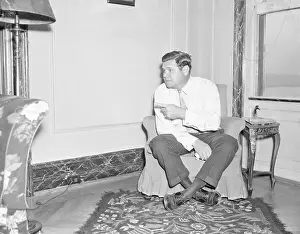 Babe Ruth Being Interviewed at His Home