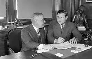 Babe Ruth and Jacob Ruppert at Contract Signing