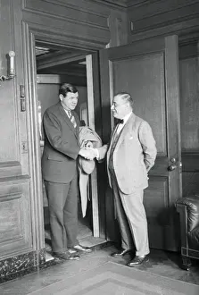 Babe Ruth and Jacob Ruppert Shaking Hands