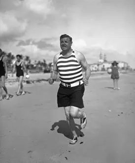 Babe Ruth Jogging on Beach