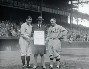 Babe Ruth with Kirk Miller and Rogers Hornsby
