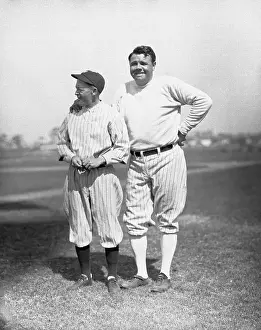 Babe Ruth and Miller Huggins Posing in Baseball Uniforms