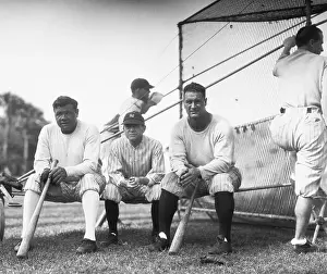 Babe Ruth and Peers Relaxing near Batting Cage