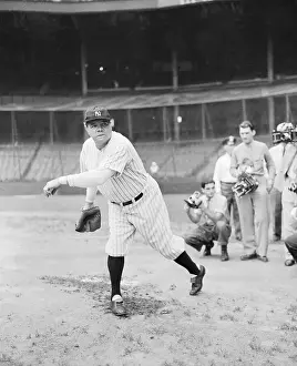Walter Johnson Prints: Babe Ruth Pitching Ball