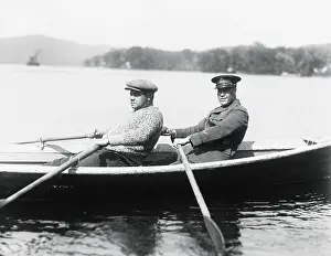 Babe Ruth Rowing Boat with Captain Biff Jones