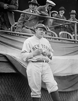 Autographing Prints: Babe Ruth Signing Baseball