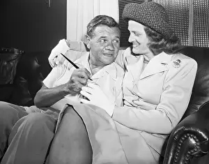 Autographing Prints: Babe Ruth Signing Baseball for Mildred Babe Didrikson
