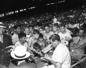 Babe Ruth Prints: Babe Ruth Signs Autographs