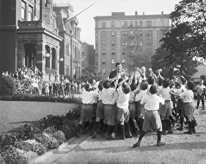 Autographing Prints: Babe Ruth Signs Balls For Crowd Of Kids