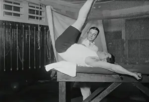 Mcgovern Prints: Babe Ruth Stretching with Trainer