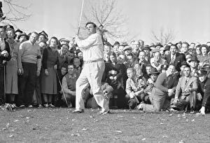 Flushing Prints: Babe Ruth Swinging Golf Club on the Green
