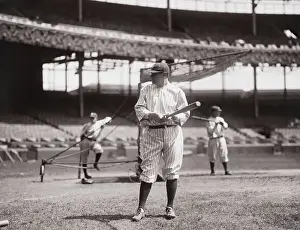 Babe Ruth and Teammates Practicing on Field