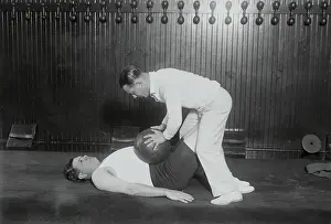 Babe Ruth with His Trainer