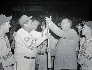 Ty Cobb Baseball Prints: Babe Ruth and Ty Cobb Before East-West Game