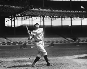 Prints of (Original Caption). Babe Ruth is shown watching a ball he just hit soar into the air Step into the golden age of baseball: Babe Ruth Watching Ball