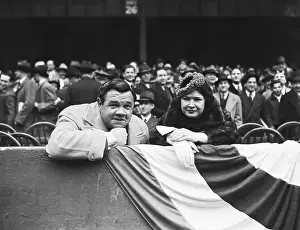 Babe Ruth and Wife Claire Hodgson at a Baseball Game