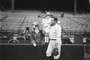 Babe Ruth with Wife and Daughter Before Game