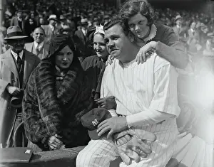 Fatherhood Prints: Babe Ruth with His Wife and Daughters